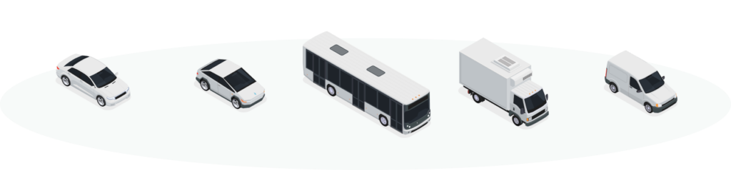 Various vehicle types serviced by SpeedBuddy mobile fleet cleaning